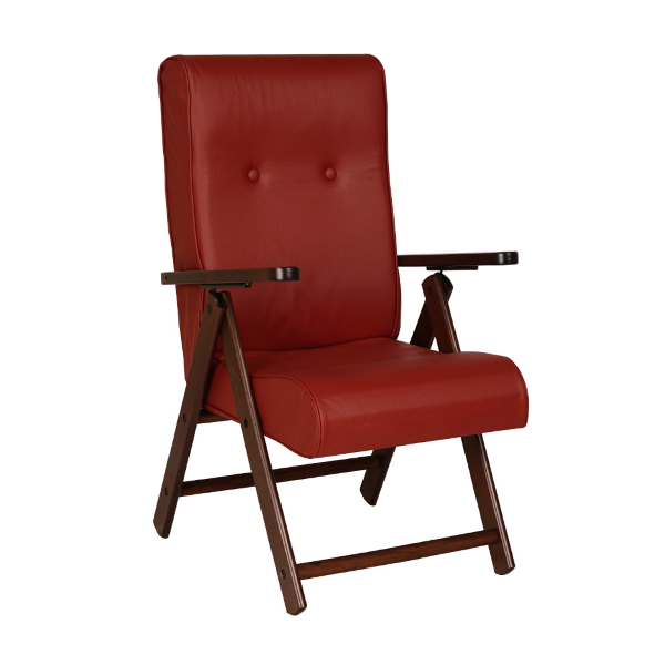 Fauteuil inclinable en bois de hêtre et éco-cuir Bordeaux - Molisana