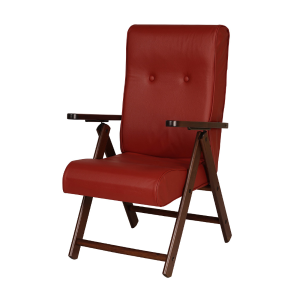 Fauteuil inclinable en bois de hêtre et éco-cuir Bordeaux - Molisana