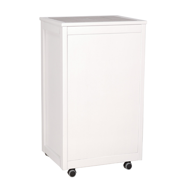 White Cabinet Trolley with Glass Drop-Down Doors LANDHELL