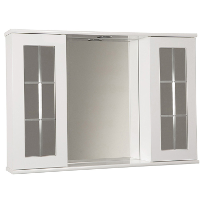 Specchiera bagno Bianco Lucido 92 cm a 2 ante inglesina con luce LED 