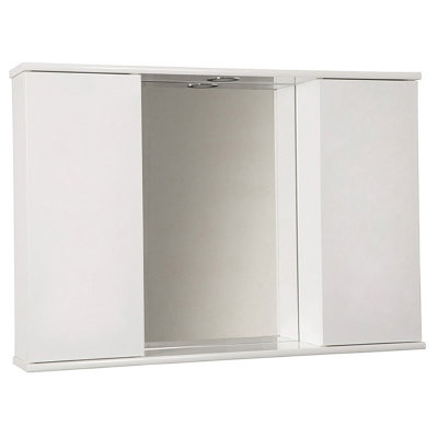 Bathroom mirror Glossy White 92 cm with 2 smooth doors with LED light