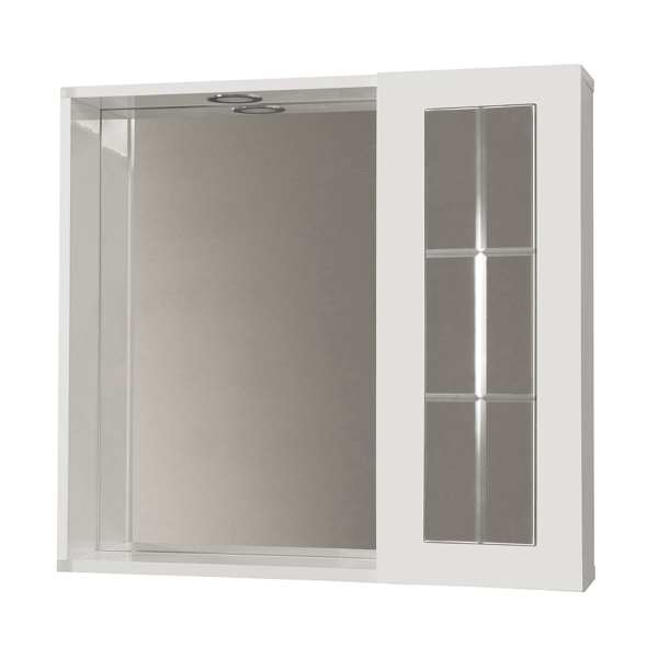 Miroir conteneur avec porte angulaire et lumière LED Blanc Brillant 68 cm