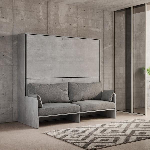 Horizontales klappbares Etagenbett DIBE Sofà Cemento 200x103xh191 cm