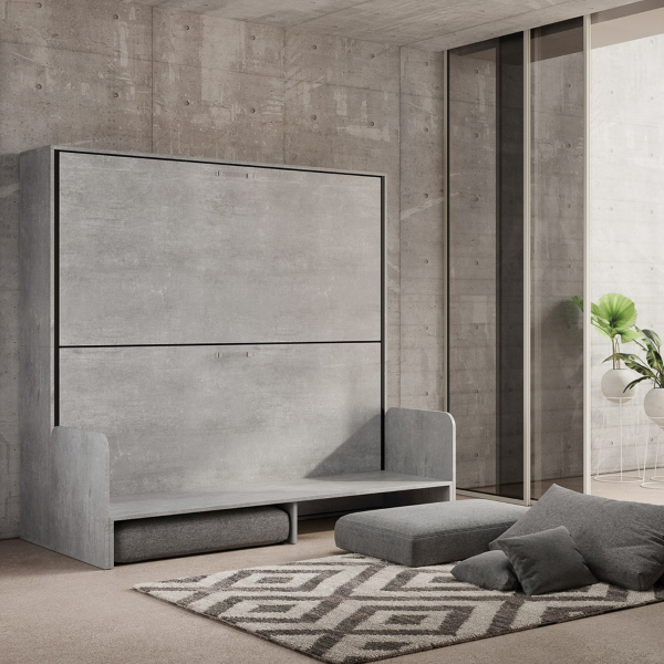 Horizontales klappbares Etagenbett DIBE Sofà Cemento 200x103xh191 cm