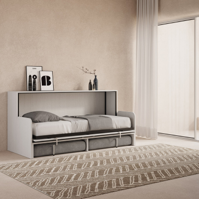 Lit simple escamotable horizontal DIBE Sofà Frêne Blanc 200x103xh97 cm