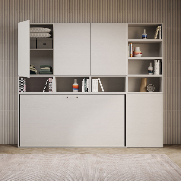 Lit escamotable simple NABOR Frêne Blanc Composition E