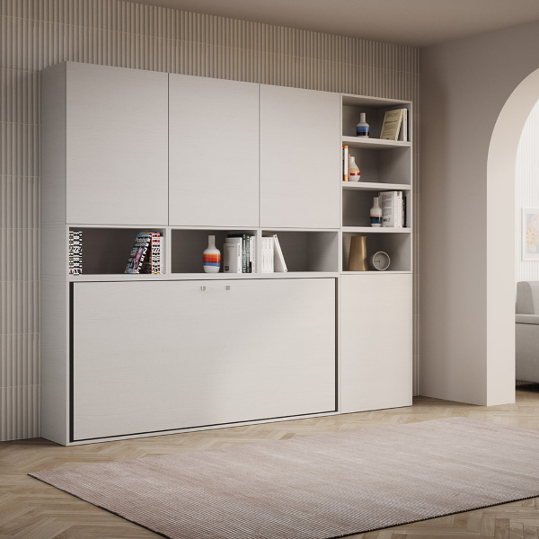 Lit escamotable simple NABOR Frêne Blanc Composition E