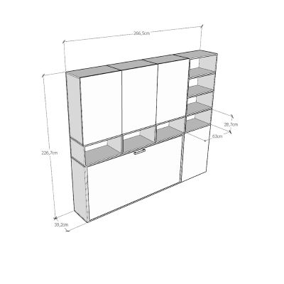 Lit escamotable simple NABOR Frêne Blanc Composition E