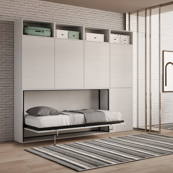 Lit escamotable simple NABOR Frêne Blanc Composition B