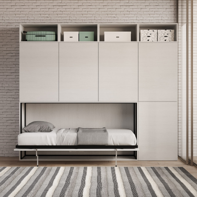 Lit escamotable simple NABOR Frêne Blanc Composition B