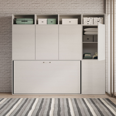 Lit escamotable simple NABOR Frêne Blanc Composition B