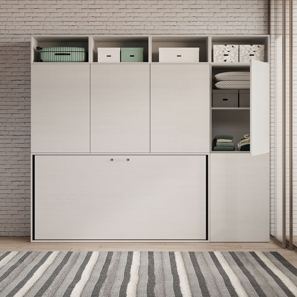 Lit escamotable simple NABOR Frêne Blanc Composition B