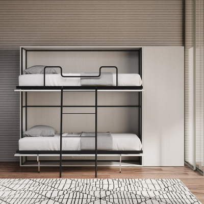 Lit superposé escamotable NABOR Frêne Blanc Composition H