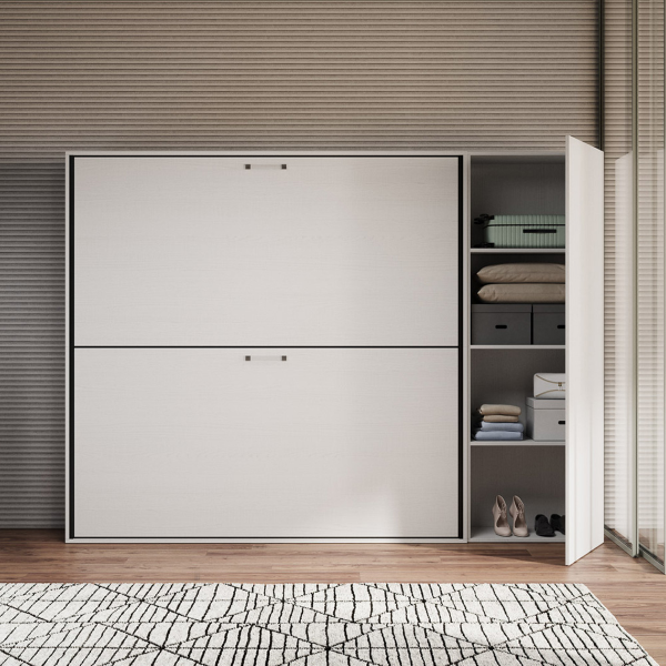 Lit superposé escamotable NABOR Frêne Blanc Composition H