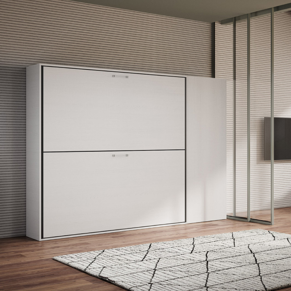 Lit superposé escamotable NABOR Frêne Blanc Composition H