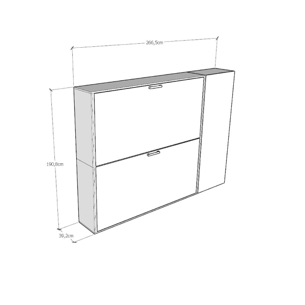 Lit superposé escamotable NABOR Frêne Blanc Composition H
