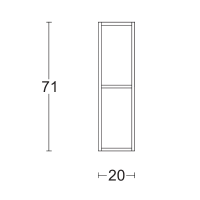 Suspended wall unit with open compartments 20x71 cm reversible Matt Graphite