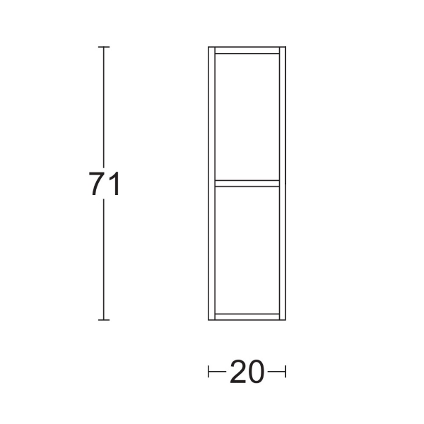 Suspended wall unit with open compartments 20x71 cm reversible Matt Graphite