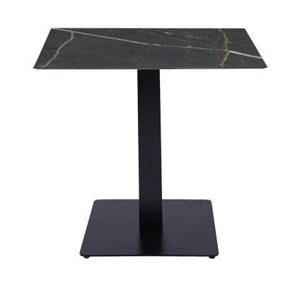 Table de bar pub restaurant avec plateau en marbre noir HPL pour extérieur 80x80 cm H 74