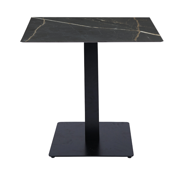 Table de bar pub restaurant avec plateau en marbre noir HPL pour extérieur 80x80 cm H 74