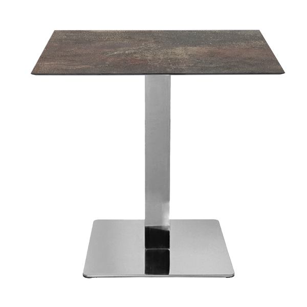Tavolo bar pub ristorante in HPL 80x80 cm Ardesia Fango per esterno base Argento H 74