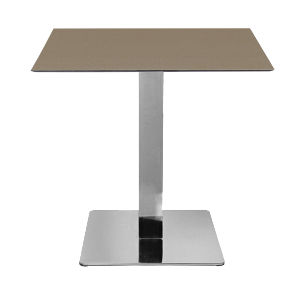 Tavolo bar pub ristorante in HPL 80x80 cm Tortora per esterno base Argento H 74
