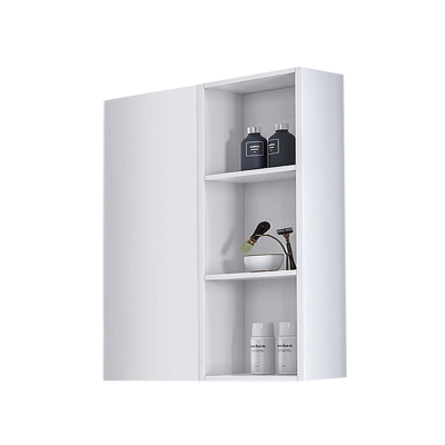 Multipurpose wall unit 60x71 with door and open compartments Glossy White