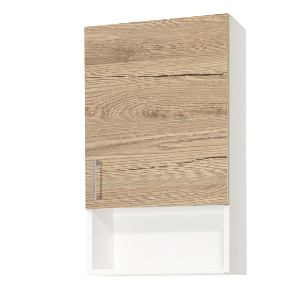 Suspended wall unit with open compartment and right door 43x22 Natural Oak