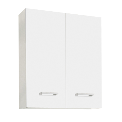 Double suspended wall unit White with chrome handles 60x22xh71 cm