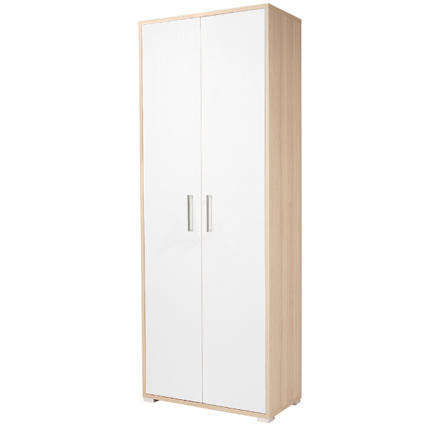 Großes 2-türiges Schuhregal aus Holz mit Regalen, 70 x 189 h cm, Tür aus weißer Esche aus Eiche