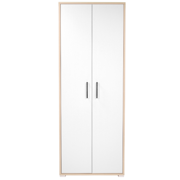 Großes 2-türiges Schuhregal aus Holz mit Regalen, 70 x 189 h cm, Tür aus weißer Esche aus Eiche