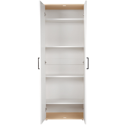 Großes 2-türiges Schuhregal aus Holz mit Regalen, 70 x 189 h cm, Tür aus weißer Esche aus Eiche