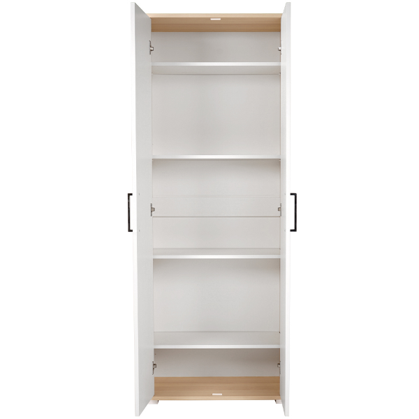 Großes 2-türiges Schuhregal aus Holz mit Regalen, 70 x 189 h cm, Tür aus weißer Esche aus Eiche