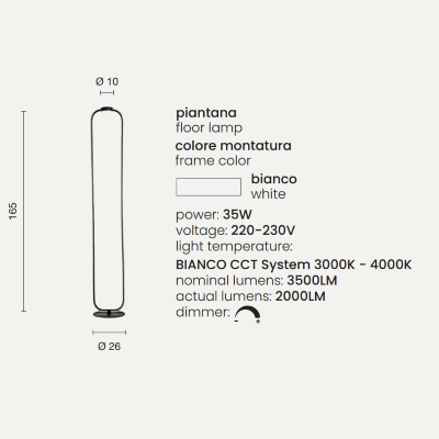Lámpara de pie LED 35W - Blanco ALFA H168 cm