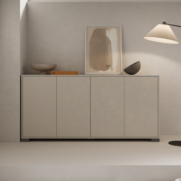 Buffet en bois avec 4 portes et 2 compartiments avec étagères 172 cm KYLA Gris