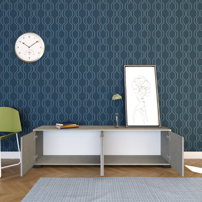 TV-Ständer aus Holz mit 4 Türen 172x40 cm KYLA Grau