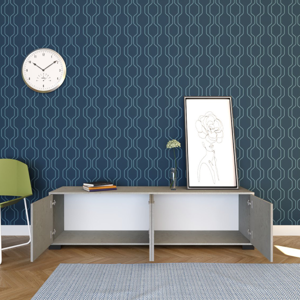 TV-Ständer aus Holz mit 4 Türen 172x40 cm KYLA Grau