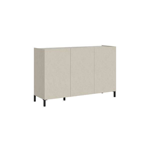 130 cm langes Sideboard aus Holz mit 3 Türen und 2 Fächern mit Regalen in HARAS Grey