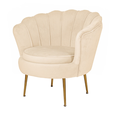 Poltrona velluto con schienale a conchiglia - FIORE finitura Beige 
