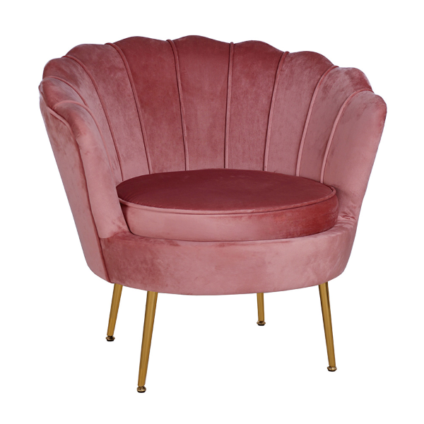 Fauteuil en velours dossier coque - FIORE finition rose