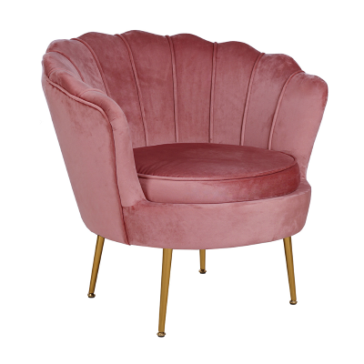 Fauteuil en velours dossier coque - FIORE finition rose
