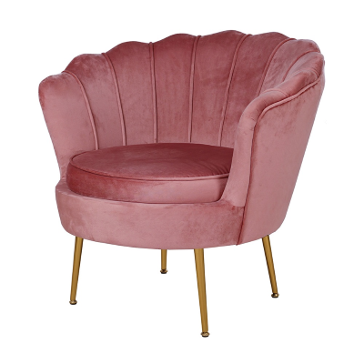 Fauteuil en velours dossier coque - FIORE finition rose