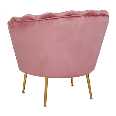 Fauteuil en velours dossier coque - FIORE finition rose