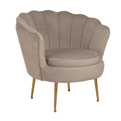 Poltrona velluto con schienale a conchiglia - FIORE finitura Tortora