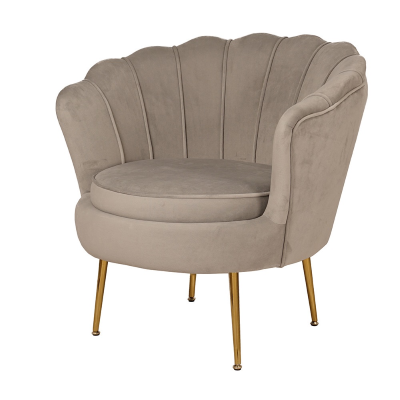 Poltrona velluto con schienale a conchiglia - FIORE finitura Tortora
