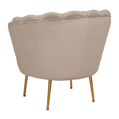 Poltrona velluto con schienale a conchiglia - FIORE finitura Tortora