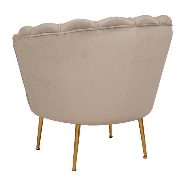 Poltrona velluto con schienale a conchiglia - FIORE finitura Tortora