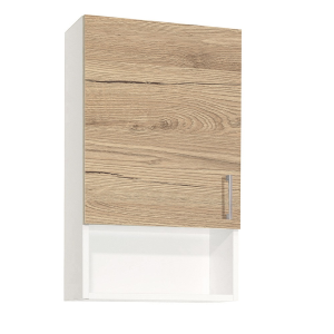 Suspended wall unit with open compartment and 43x22 Natural Oak door