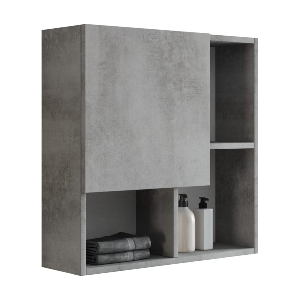 AURA multipurpose wall unit with door and open compartments Cement 70X70 cm