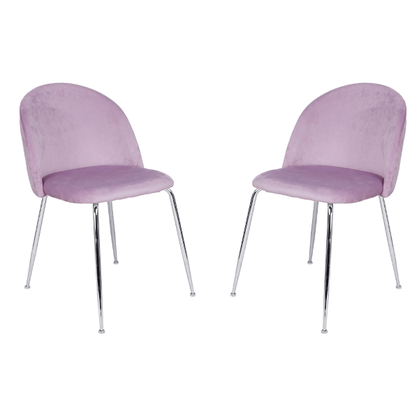 Silla de comedor de terciopelo Glicine con patas de metal cromado - PARIS 2 sillas